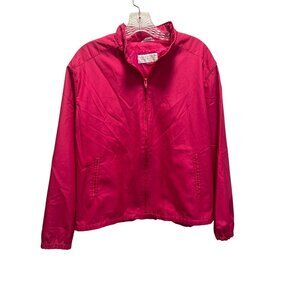 Vintage Nordstrom Town Square Womens Fuchsia Windbreaker Jacket With Zip Front &